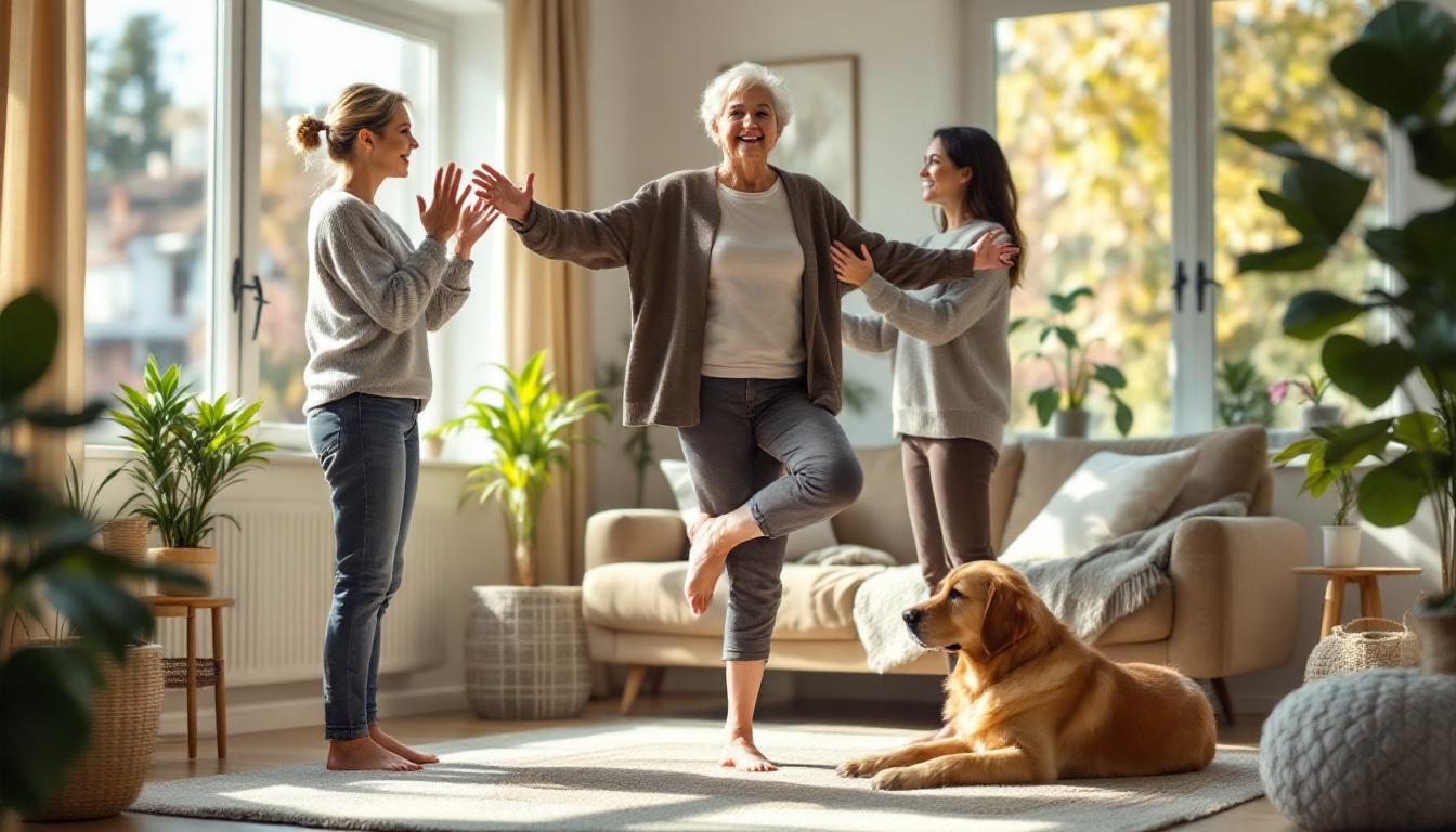 een korte 5-minutentraining speciaal voor 60-plussers om hun balans en zelfvertrouwen te verbeteren en weer actief en zeker in het leven te staan.