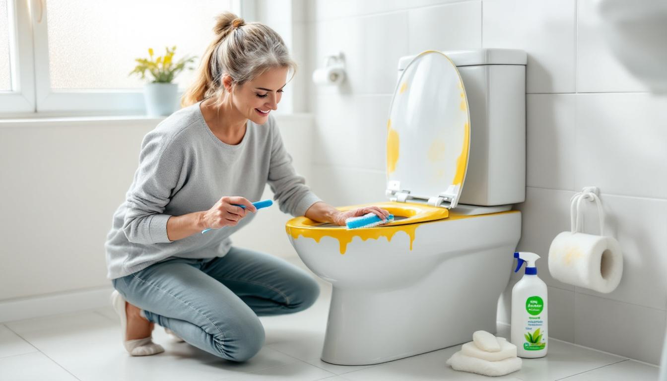 ontdek hoe je eenvoudig drie gele strepen en kalkaanslag in je toilet verwijdert om het weer als nieuw te laten stralen.