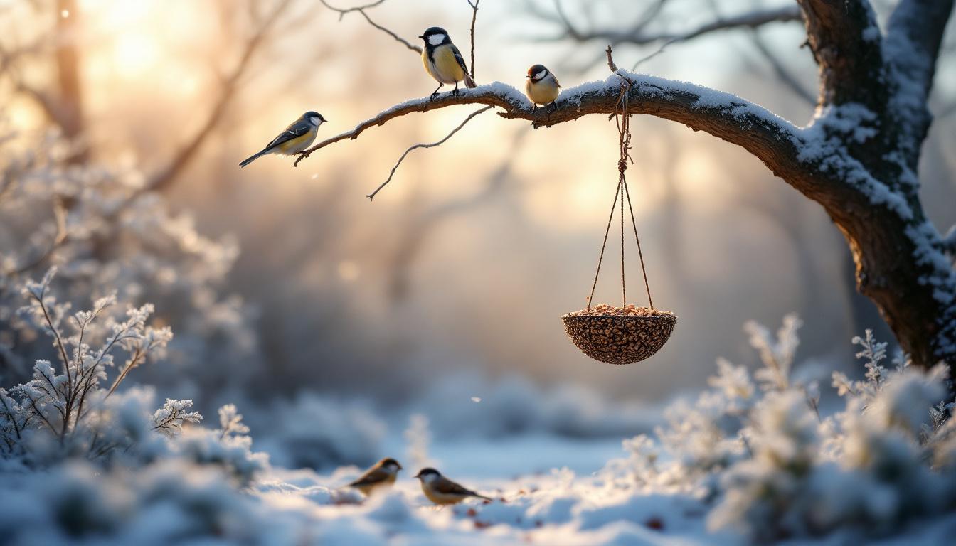 ontdek hoe een eenvoudig trucje met een kleine bal uw tuin in de winter verandert in een vogelparadijs vol leven en kleur.
