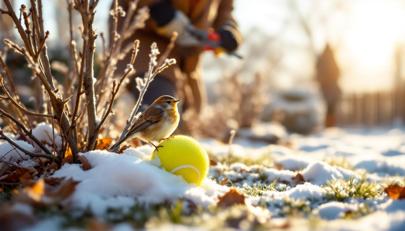 ontdek waarom een tennisbal op deze plek in de tuin onverwacht handig is tijdens de winter en hoe het je tuin kan beschermen en onderhouden.