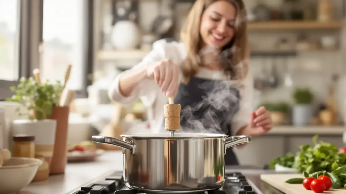 De truc met een kurk in de pan die overkoken voorkomt, zelfs bij hoog vuur