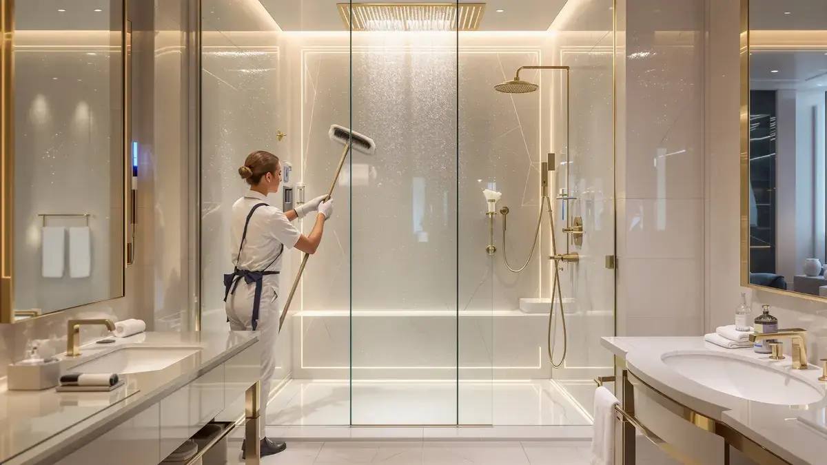 Dit geheim van luxe hotels houdt de douchewanden wekenlang vlekkeloos