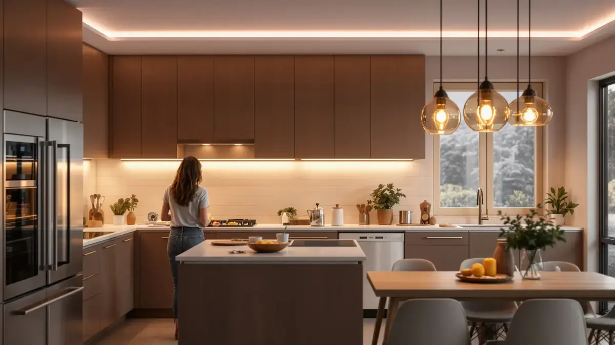 Moderne keukens geven tegenwoordig de voorkeur aan functionele verlichting in plaats van een plafondlamp