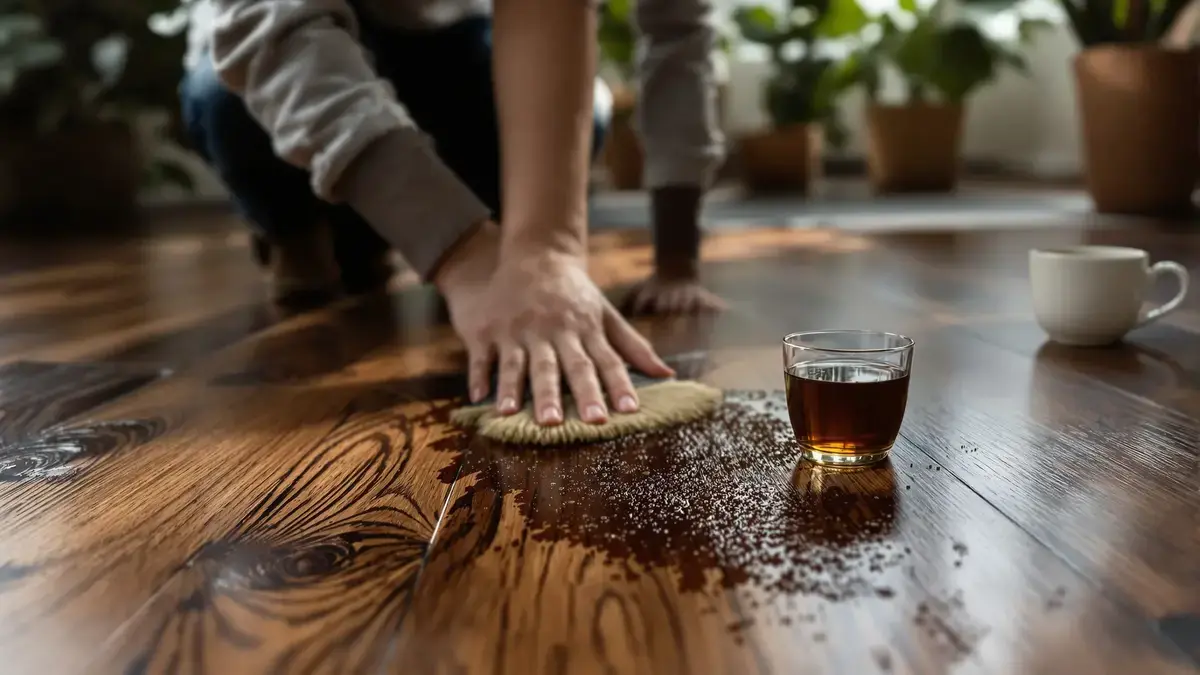 De tannines van zwarte thee laten de glans van donkere parketvloeren herleven