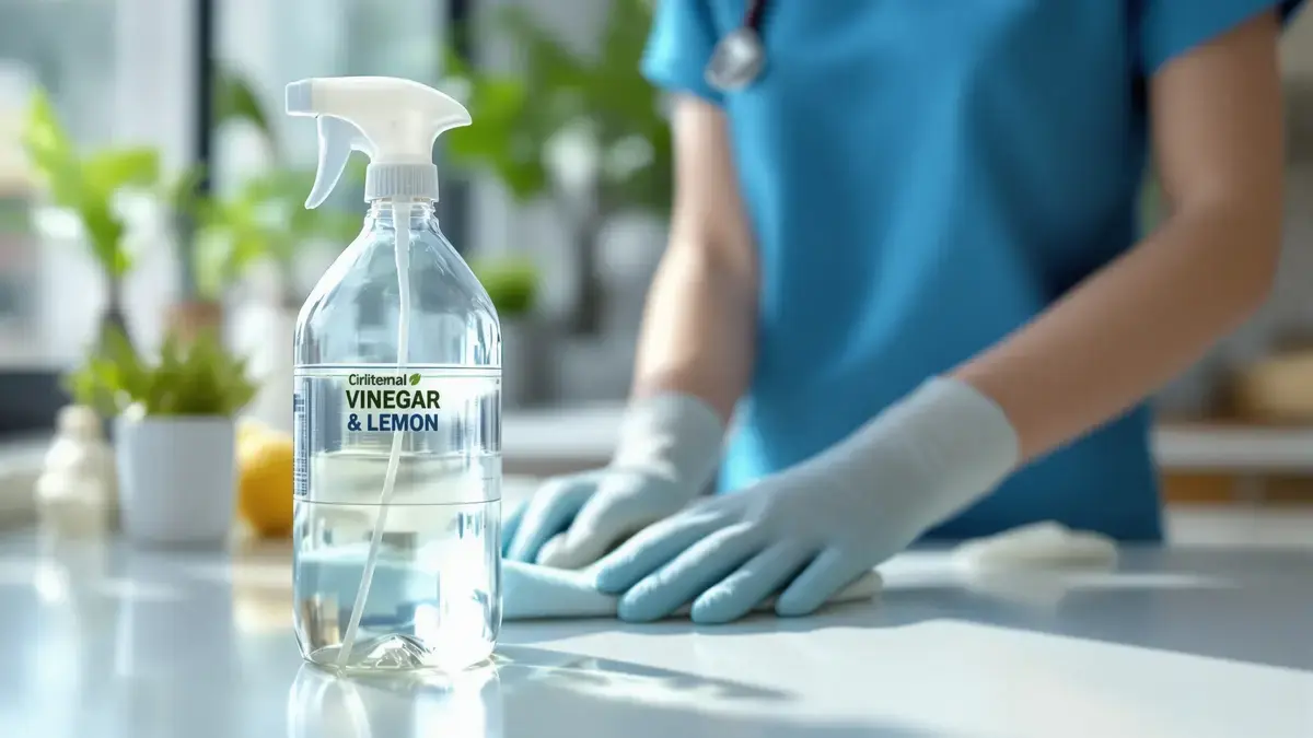 De tip van verpleegkundigen om een werkblad te desinfecteren zonder agressieve middelen