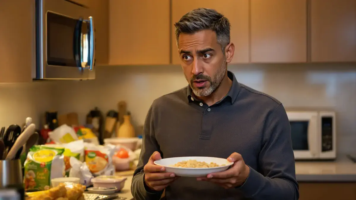 Het opwarmen van dit gerecht in de magnetron tast de smaak sterk aan en kan een serieus gezondheidsrisico vormen